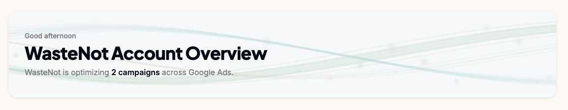 WasteNot account overview